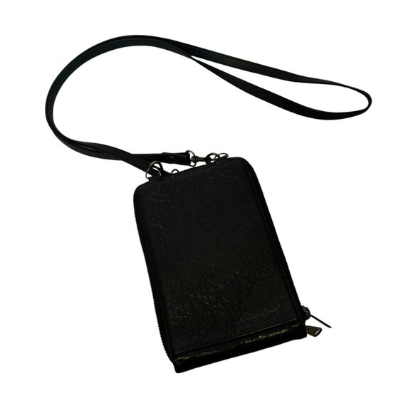 Vintage Eddie Bauer Black Leather Crossbody Wallet With Strap & Zipper Closure - Picture 2 of 9
